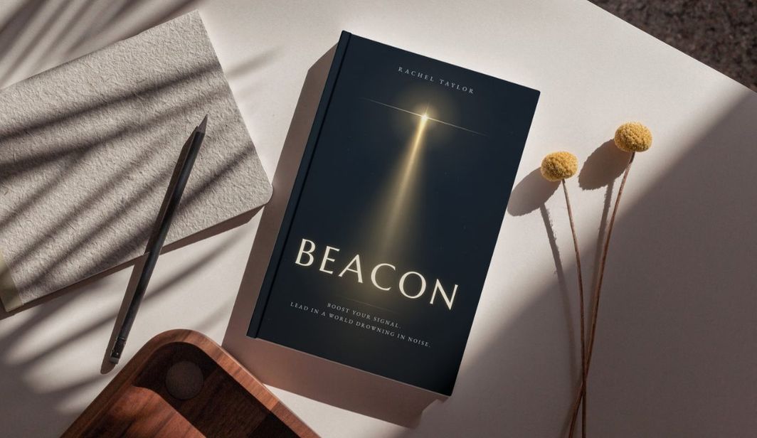 The Beacon hardcover on a desk