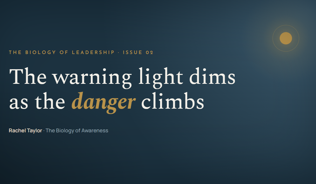 The warning light dims as the danger climbs