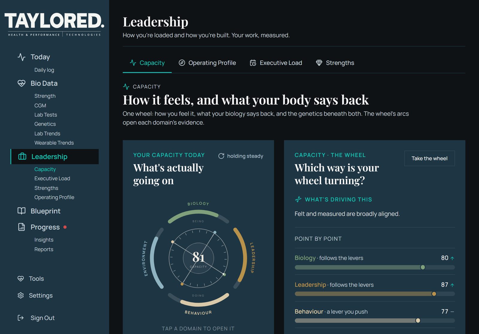 ExecOS on desktop: the Capacity Wheel and the point-by-point read behind the morning directive